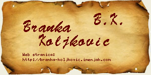 Branka Koljković vizit kartica